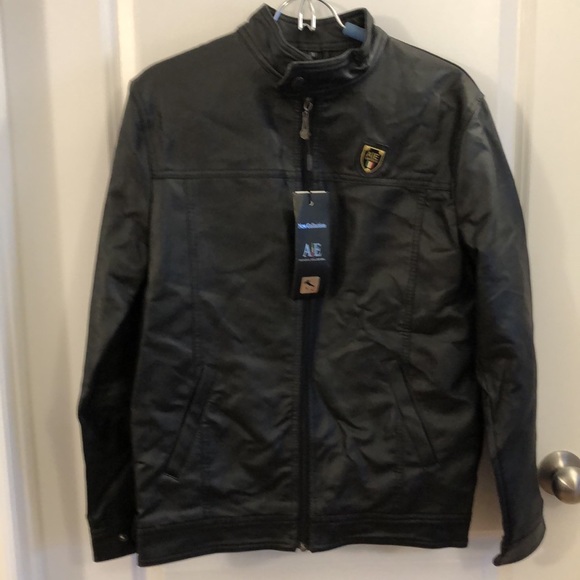 Men’s black leather bomber jacket size small NWT - Picture 4 of 5